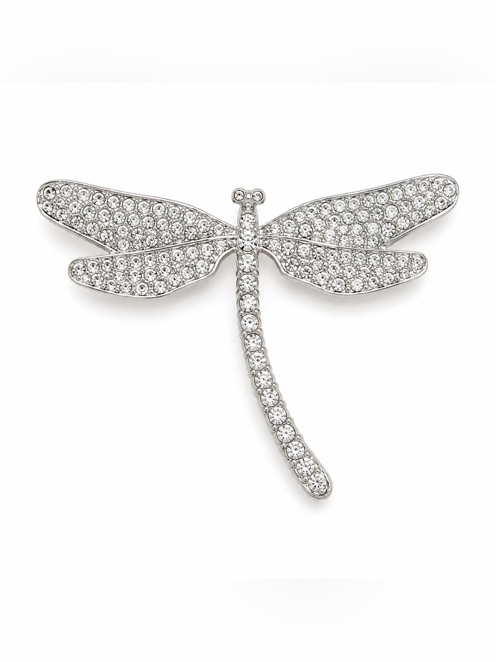 Crystal Dragonfly Brooch - Silver Tone